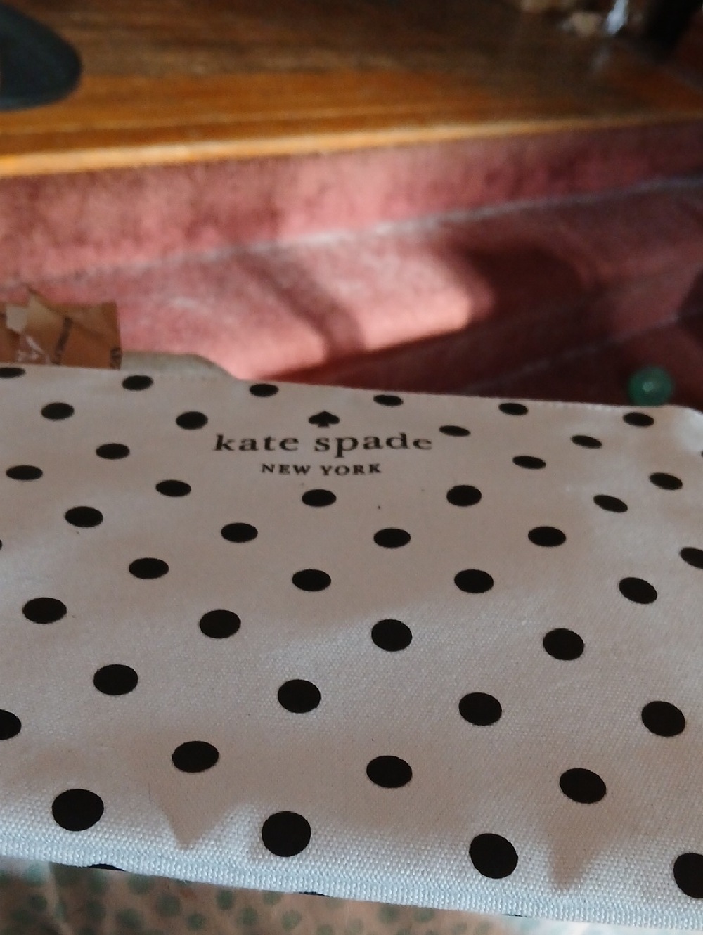 kate spade Black Polka Dot Cosmetic Pouch on White